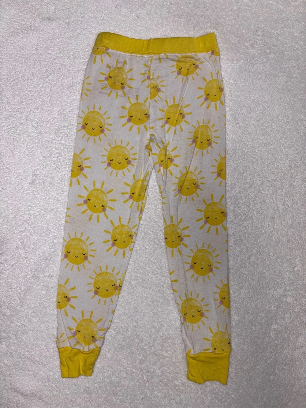 Little Sleepies White and Yellow Sun Print Long Sleeve Pajama Set unisex 2t
